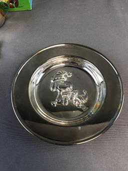 Silver plated by Godinger Snoopy 4-piece Childs Feeding Set in original box
