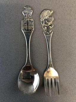 Silver plated by Godinger Snoopy 4-piece Childs Feeding Set in original box