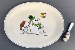 Peanuts Christmas Plate and Cheese Knife