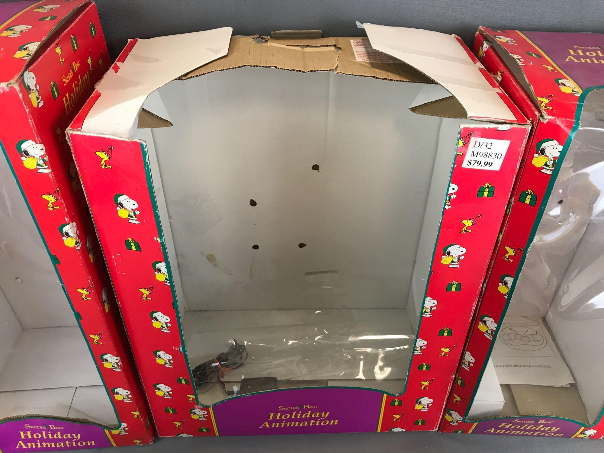 Group of 3 Santas Best Peanuts Holiday Animation with original packaging