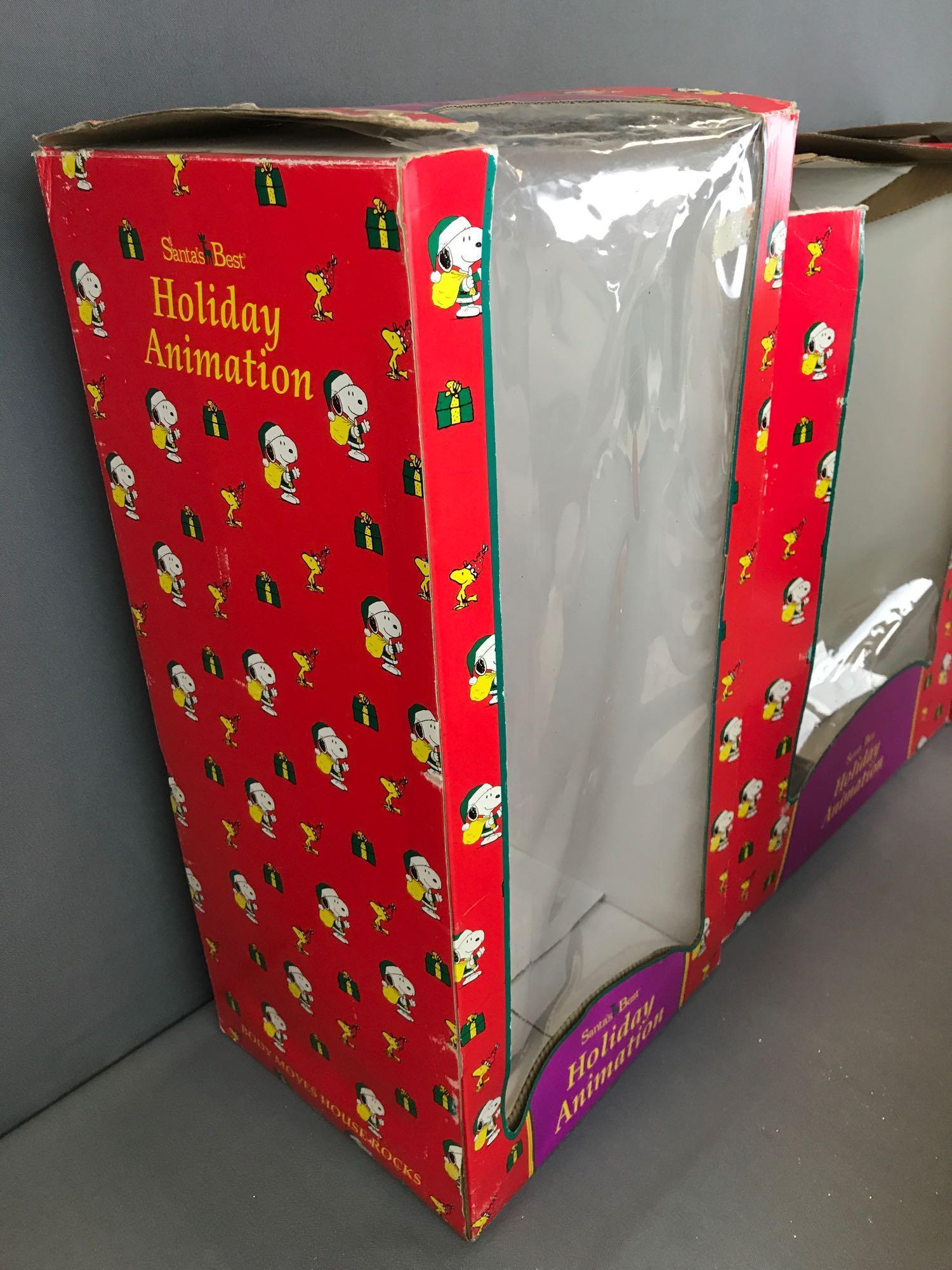 Group of 3 Santas Best Peanuts Holiday Animation with original packaging