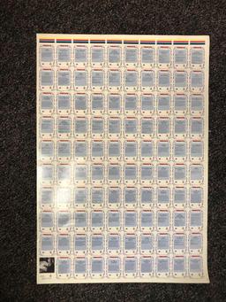 Peanuts Uncut Sheet of Trading Cards