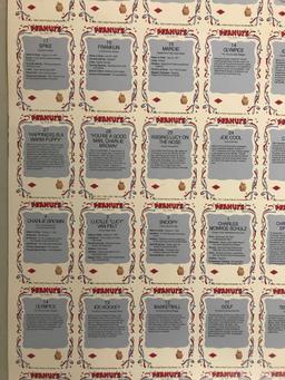 Peanuts Uncut Sheet of Trading Cards