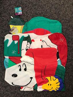 Group of 3 Peanuts Christmas Flags