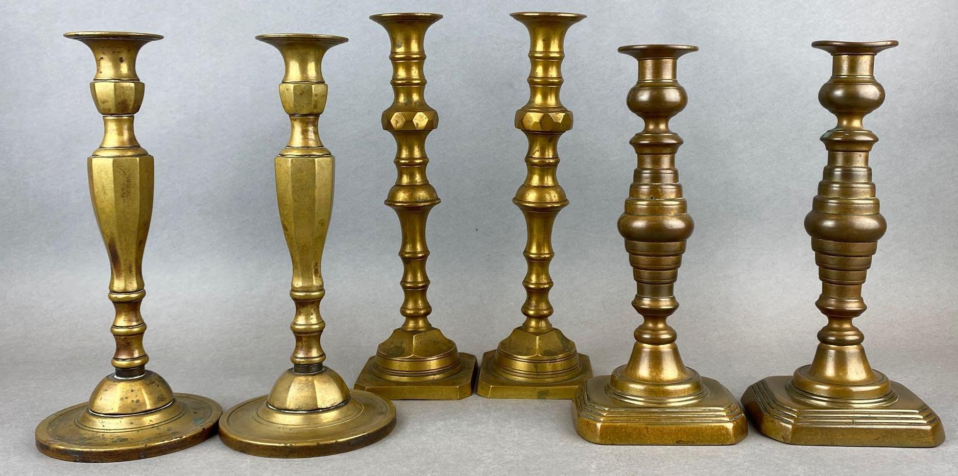 Group of 6 Brass Candlesticks