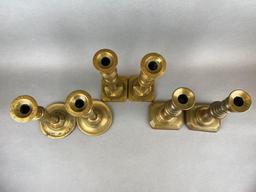 Group of 6 Brass Candlesticks