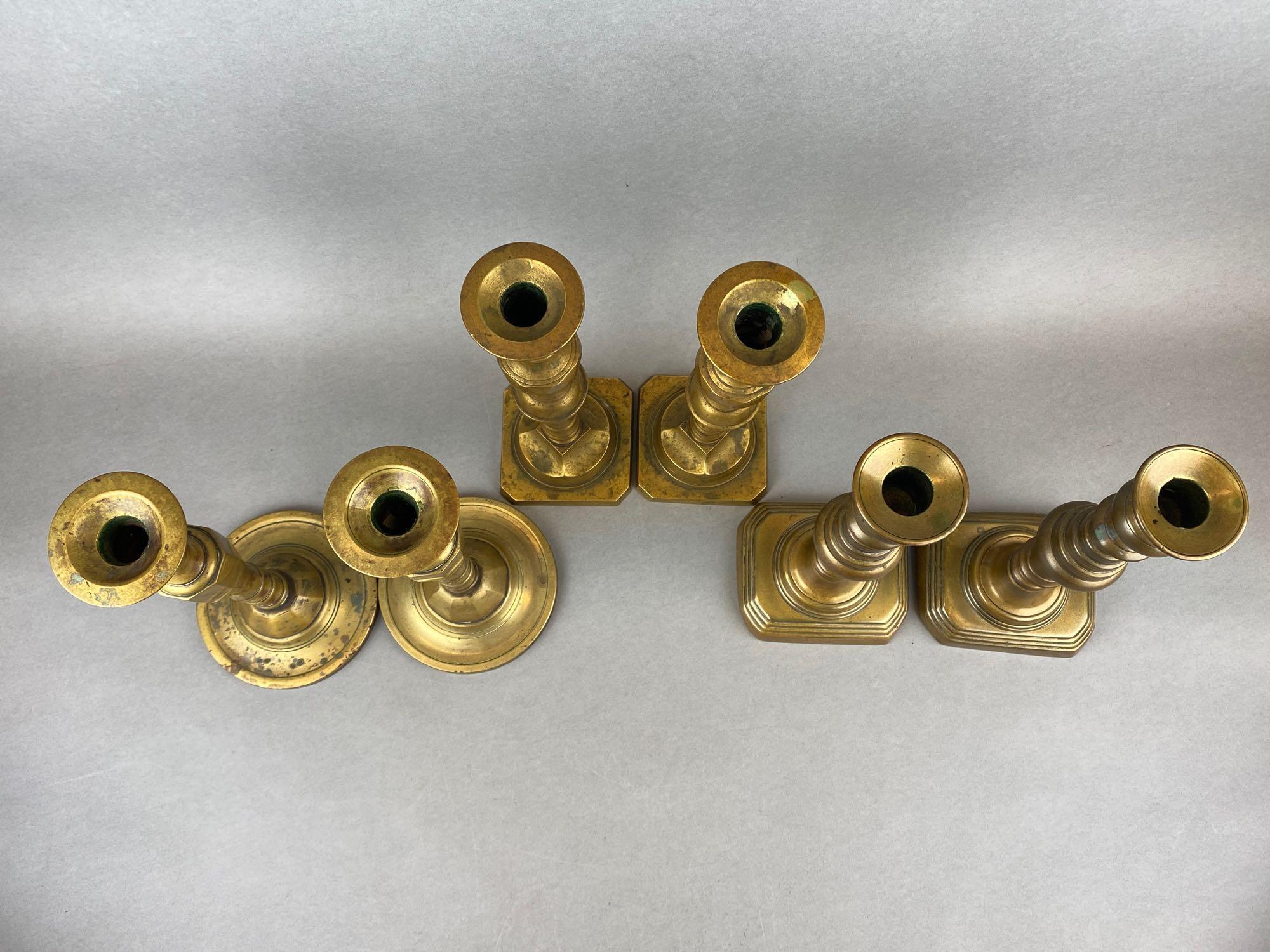 Group of 6 Brass Candlesticks