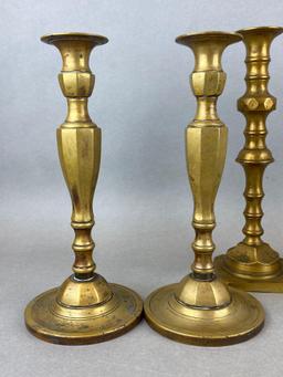 Group of 6 Brass Candlesticks