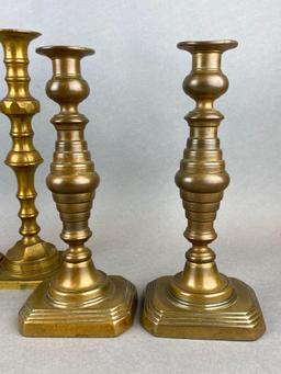 Group of 6 Brass Candlesticks
