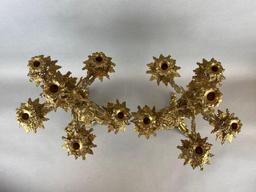Set of 2 Ornate Brass Tabletop Candelabras