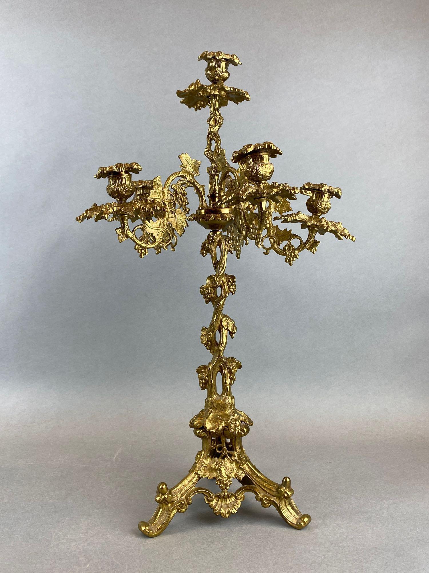 Set of 2 Ornate Brass Tabletop Candelabras