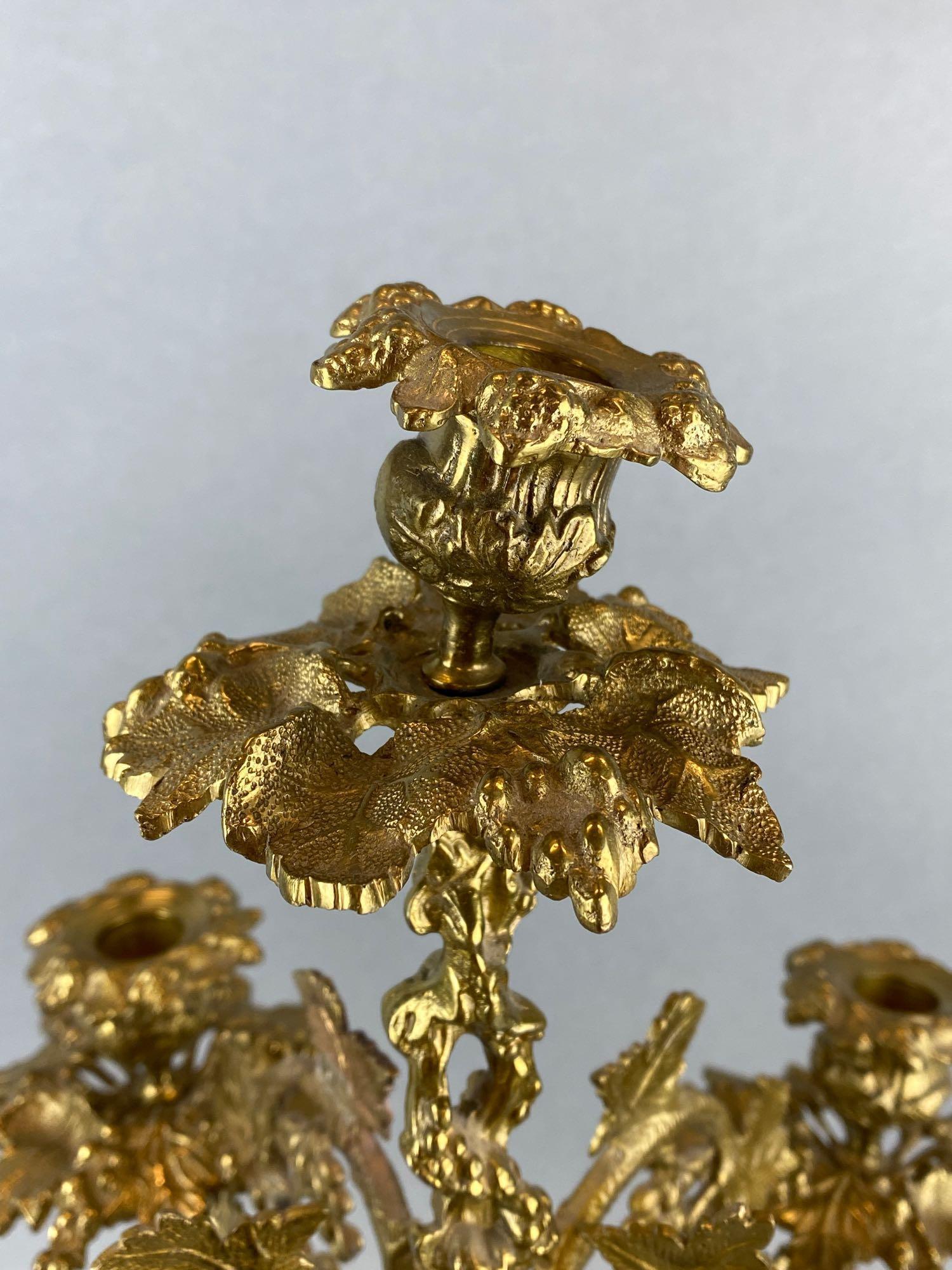 Set of 2 Ornate Brass Tabletop Candelabras