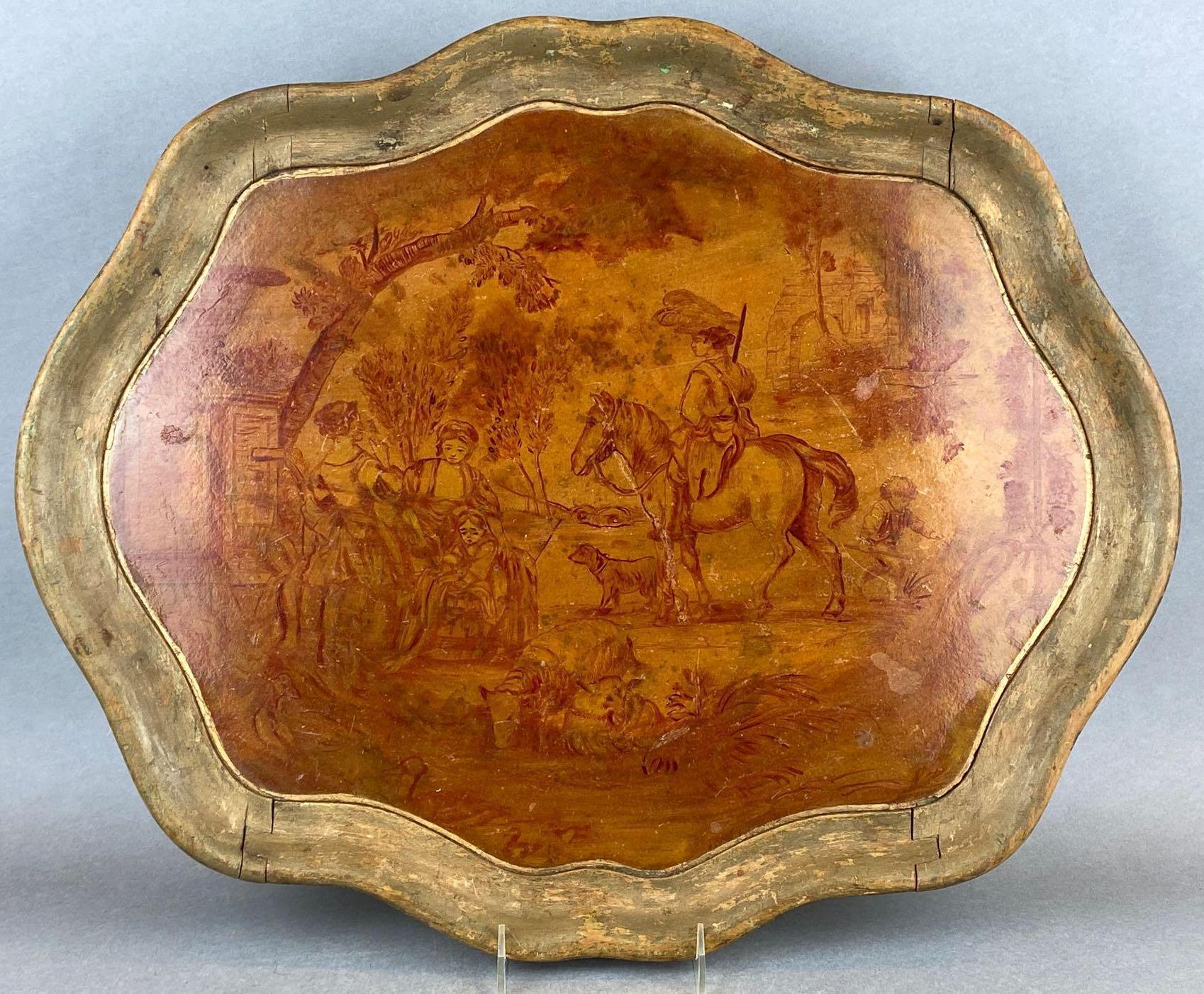Wood Handmade and Hand Painted Serving Tray