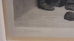 John George Brown Signed Shoeshine Boys Etching
