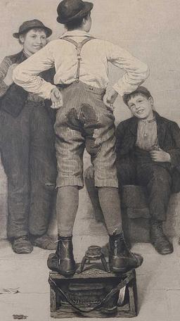John George Brown Signed Shoeshine Boys Etching