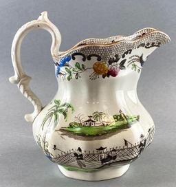 English Ceramic Pitcher with Daily Life Scenes
