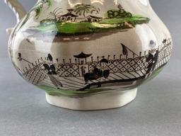English Ceramic Pitcher with Daily Life Scenes