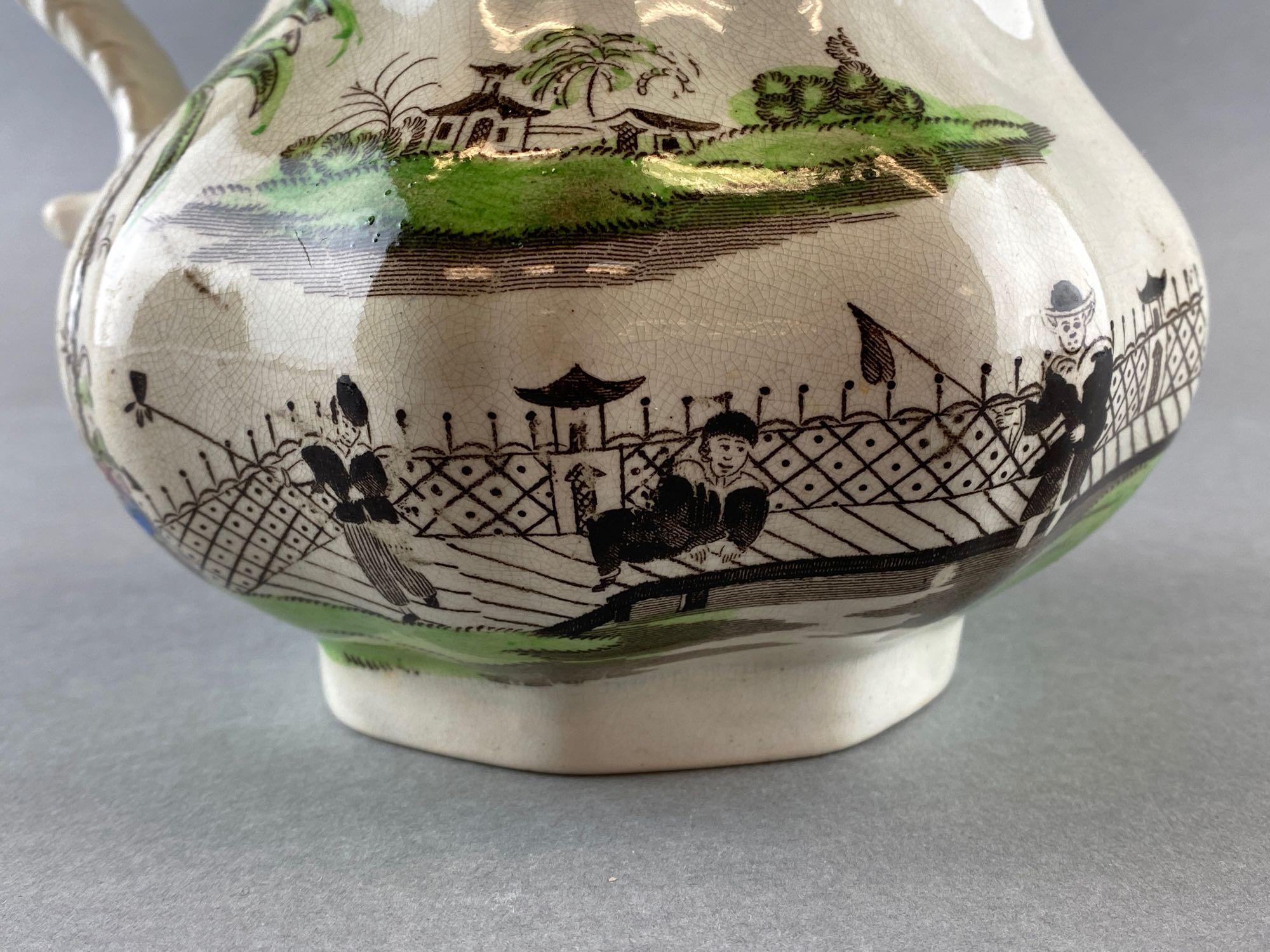 English Ceramic Pitcher with Daily Life Scenes