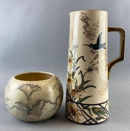 Group of 2 Ceramic Floral Pitcher and Pauline Jacobus Bowl