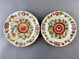 Group of 2 Textured Floral Print Ceramic Plates