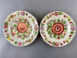 Group of 2 Textured Floral Print Ceramic Plates