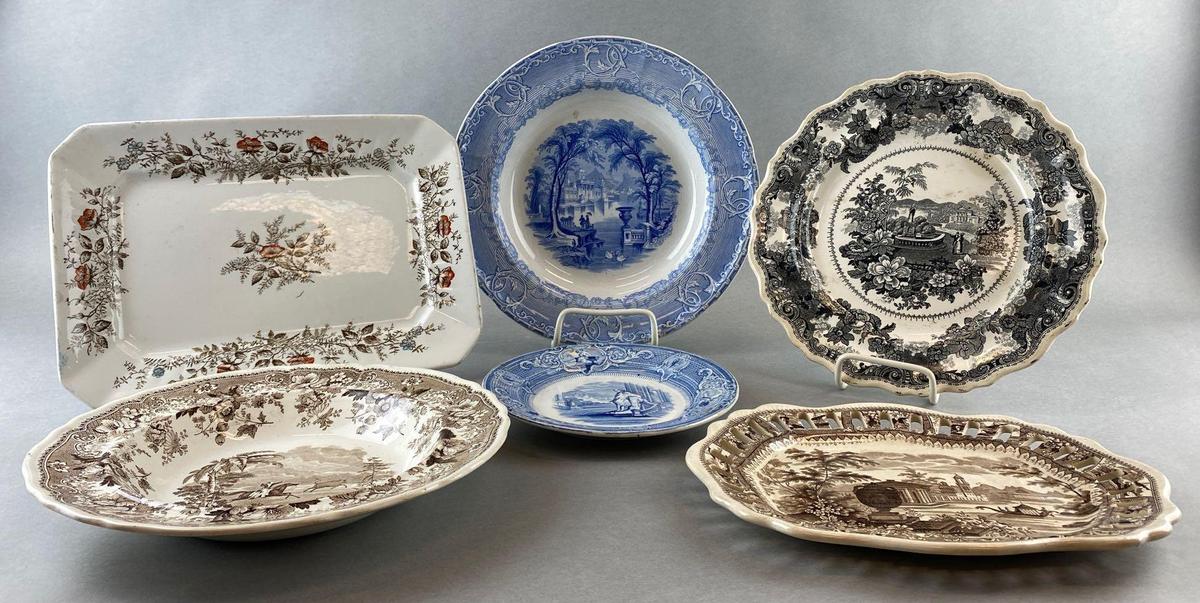 Group of 6 Assorted Ceramic Transferware Plates