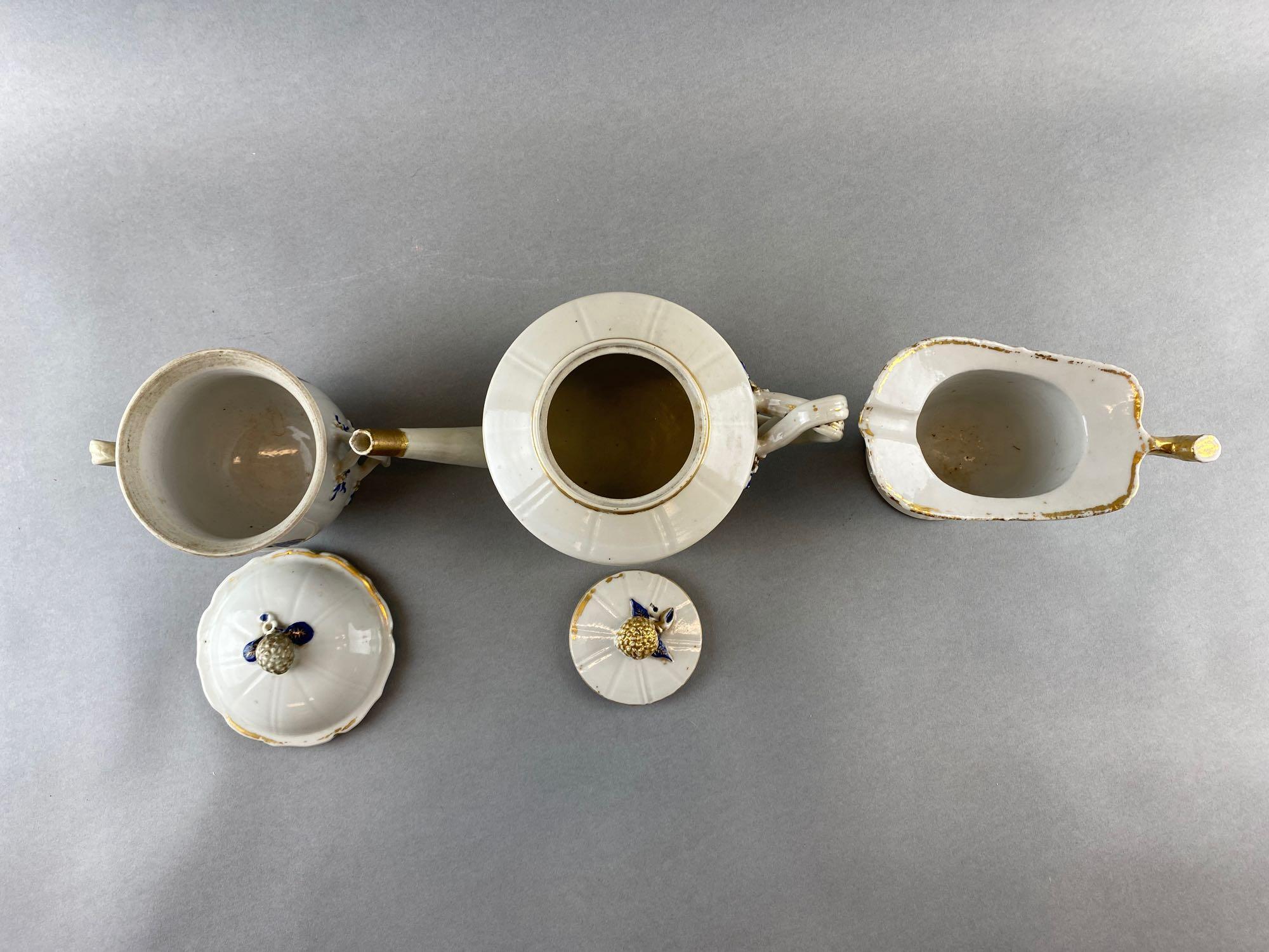 Set of 3 White Ceramic Tea Set Pieces Chinese export Nanking teapot creamer and sugar