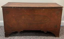 Antique Pine Trunk with Hand Painted Design