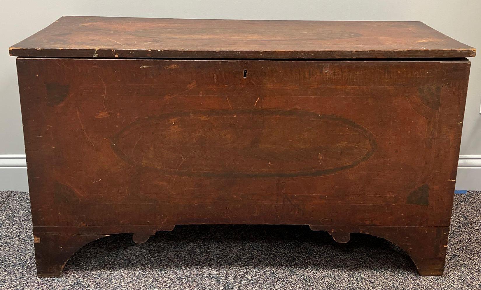 Antique Pine Trunk with Hand Painted Design