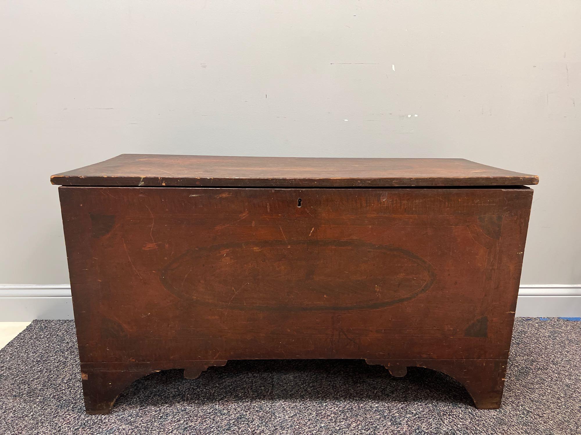 Antique Pine Trunk with Hand Painted Design