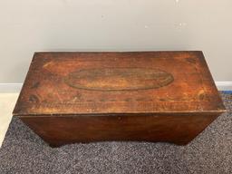 Antique Pine Trunk with Hand Painted Design