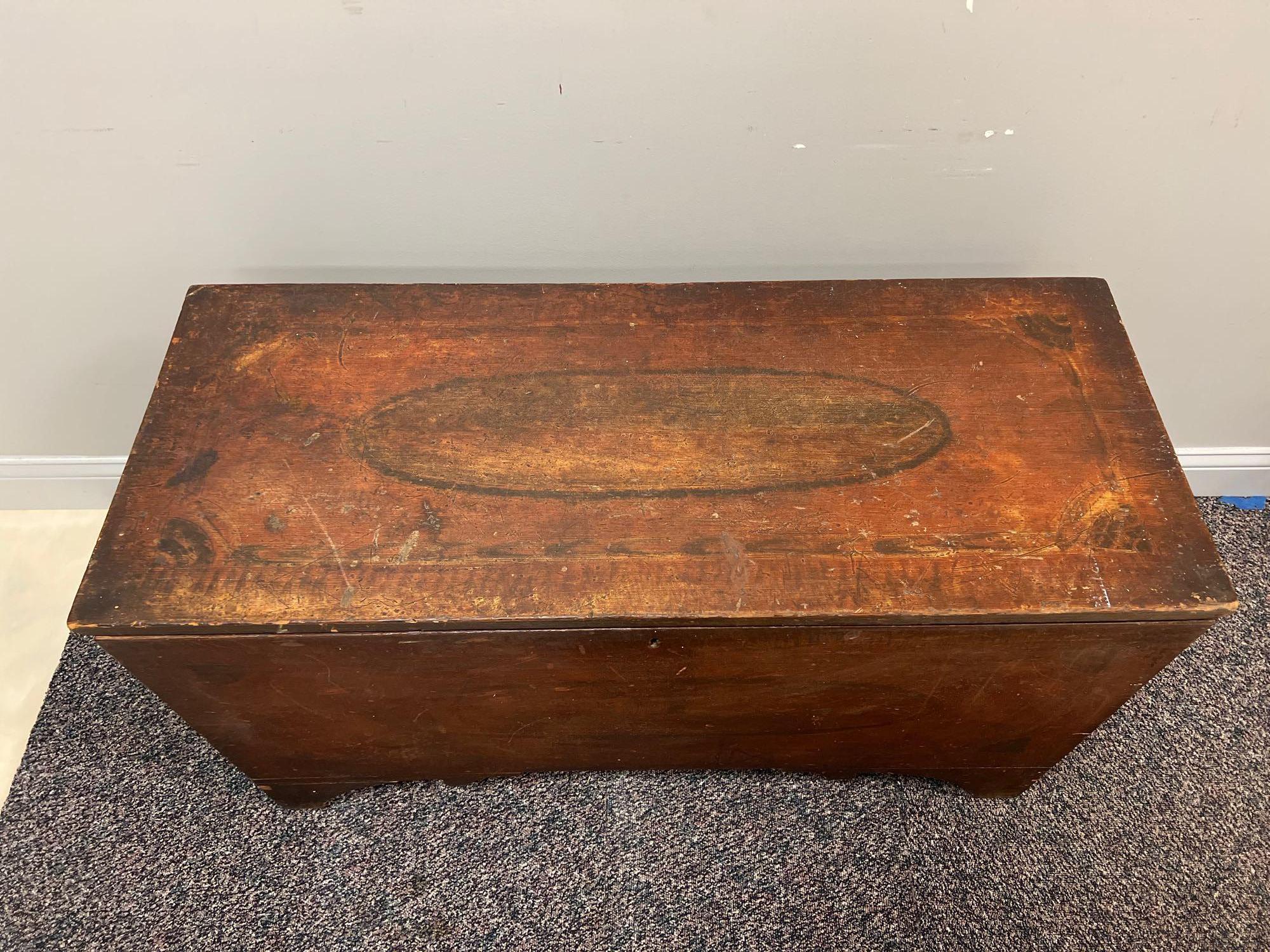 Antique Pine Trunk with Hand Painted Design
