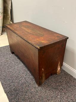 Antique Pine Trunk with Hand Painted Design