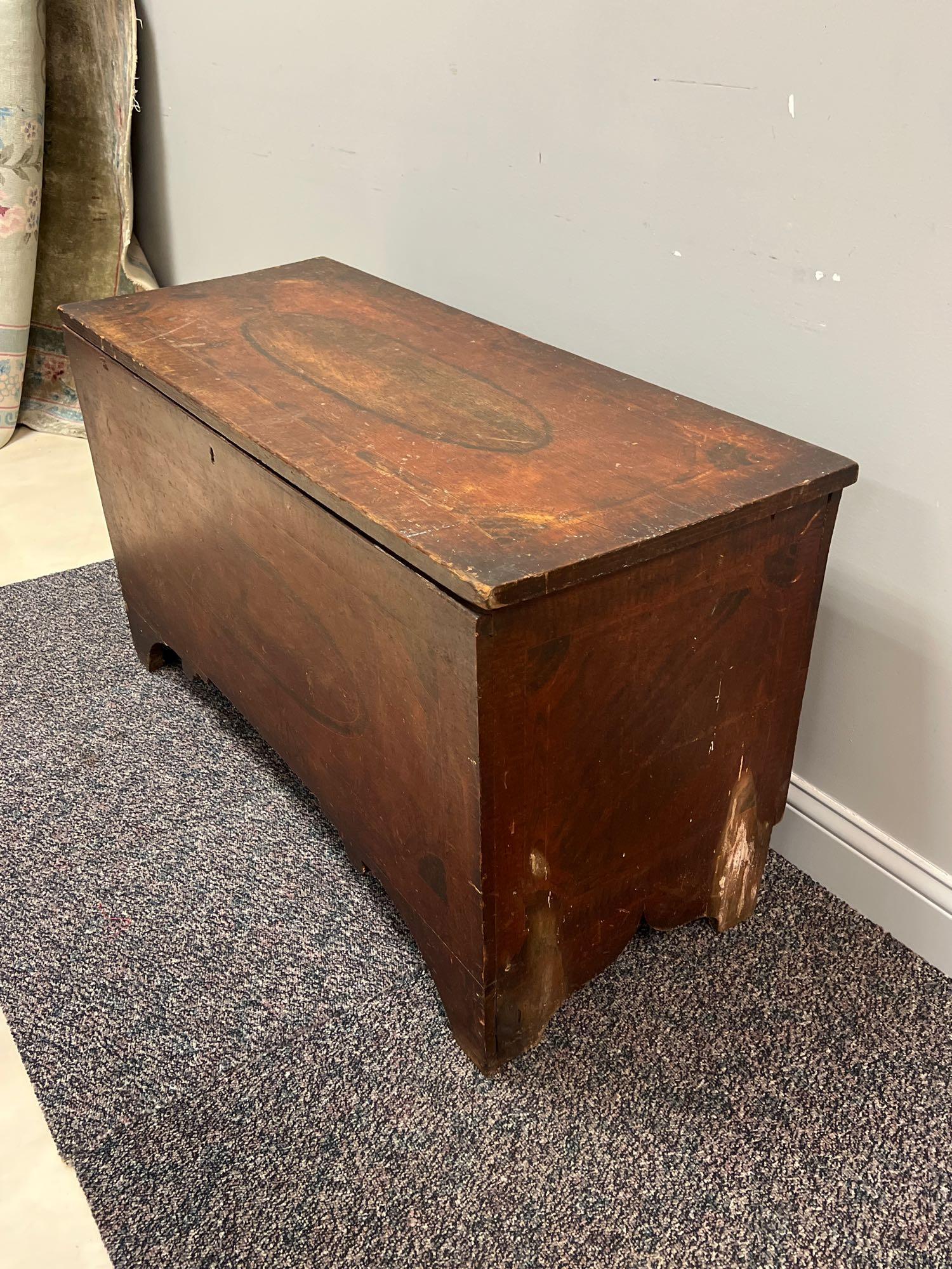 Antique Pine Trunk with Hand Painted Design