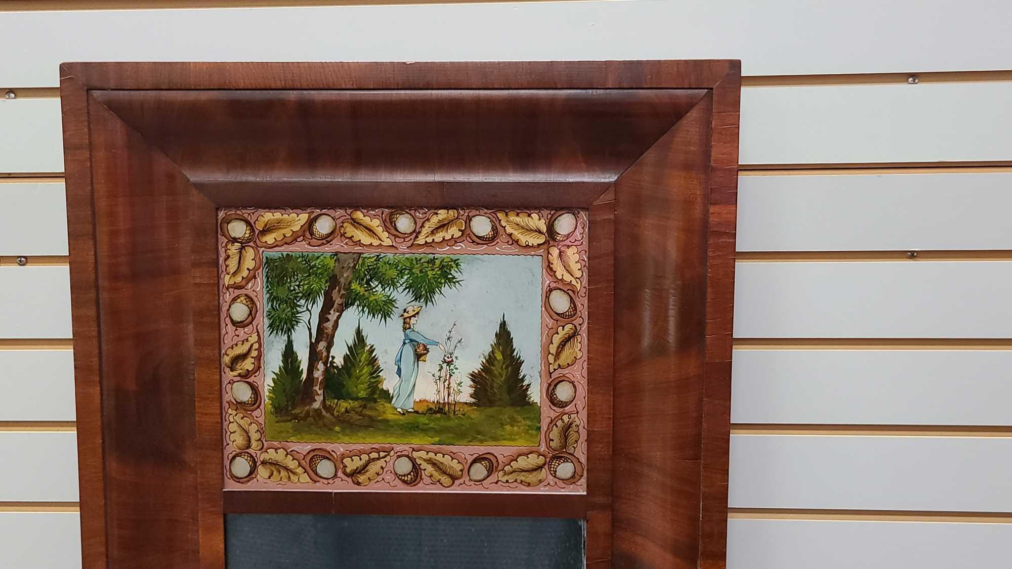 19th Century Mirror Reverse Painted Glass