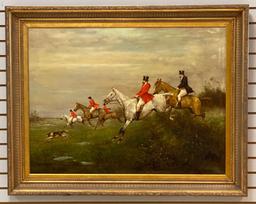 W. Larson Fox Hunt Oil on Canvas