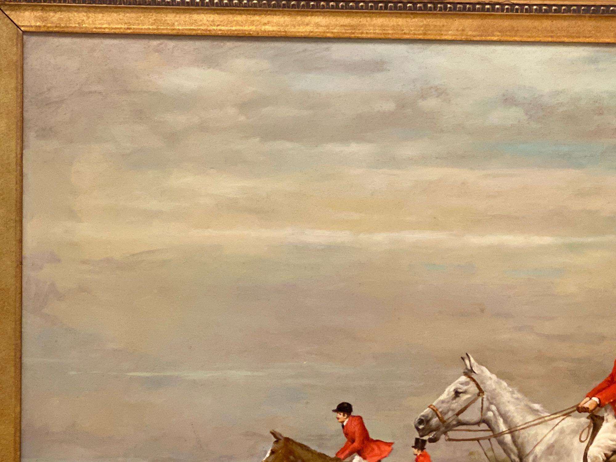 W. Larson Fox Hunt Oil on Canvas