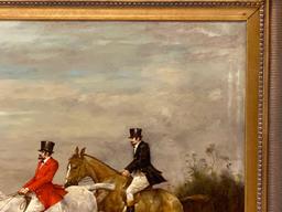W. Larson Fox Hunt Oil on Canvas