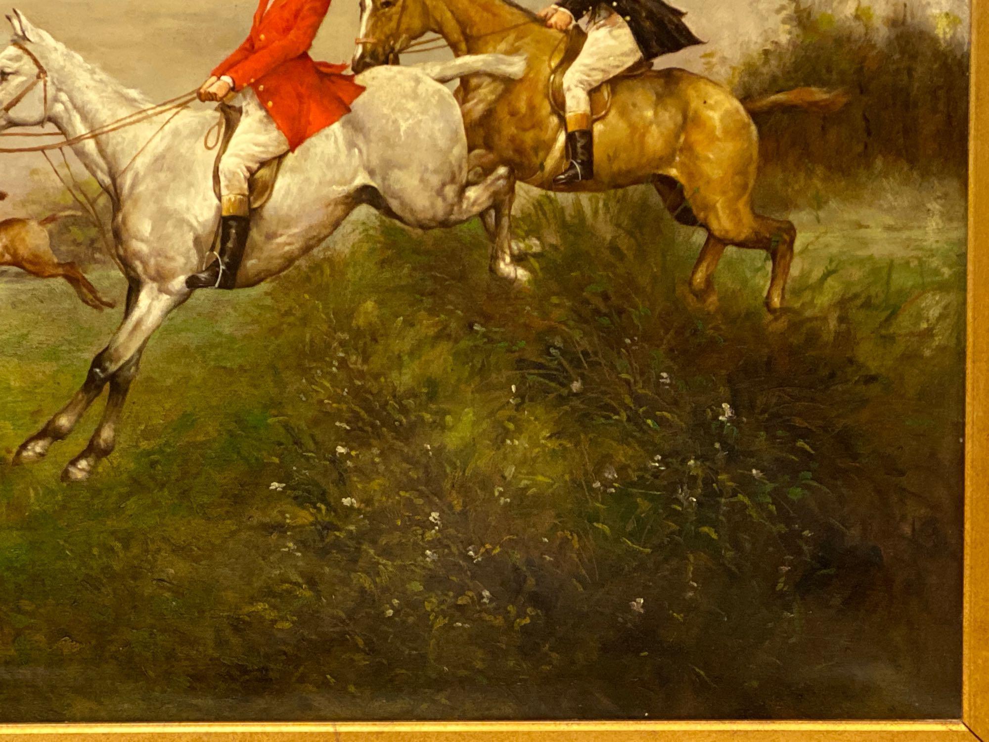 W. Larson Fox Hunt Oil on Canvas