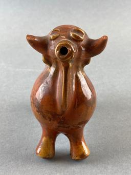Terracotta Redware Bull Vessel with Loop
