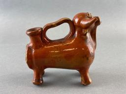 Terracotta Redware Bull Vessel with Loop
