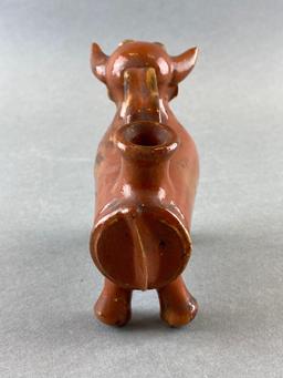 Terracotta Redware Bull Vessel with Loop