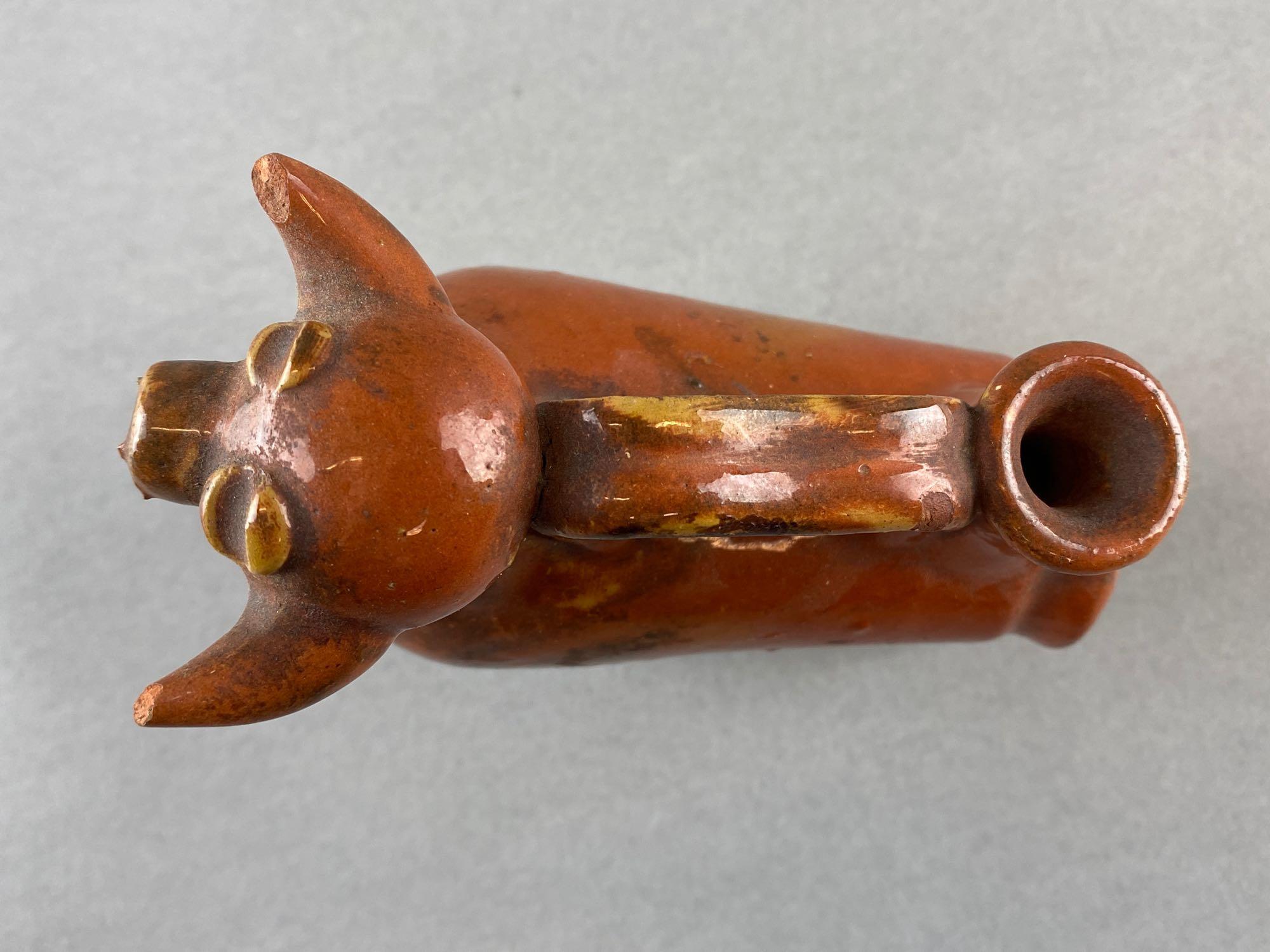 Terracotta Redware Bull Vessel with Loop