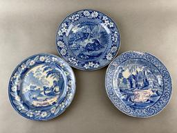 Group of 6 Blue and White Transferware Plates