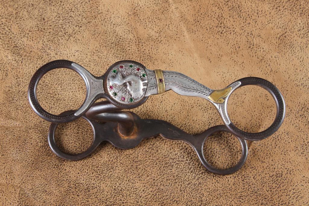 Fancy three-piece Spur & Bit Set, made by noted Oklahoma Bit & Spur Maker Jerry Wallace, in the very