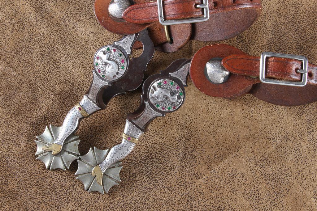 Fancy three-piece Spur & Bit Set, made by noted Oklahoma Bit & Spur Maker Jerry Wallace, in the very