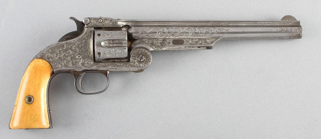 Antique, profusely period engraved, Smith & Wesson, No. 3, 1st Model, Single Action Revolver, common