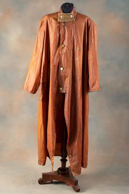 Rare early 20th century Cowboy Tower Fish Brand Pommel Slicker or Raincoat. Slickers are among the h