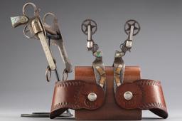 Three-piece Bit and Spur Set by noted Texas Bit & Spur Maker the late Carl Hall, single mounted Spur