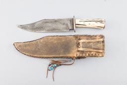 "William Edward Barns & Sons, Sheffield" marked Clip Point Bowie, 8 1/2" blade, 12 3/4" overall leng